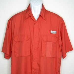 Trophy Wear Coral Short Sleeve Button Down Front Vented Fishing Shirt Men's Lg